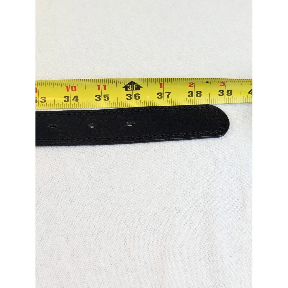 H&M Mens Black Leather Belt Silver Buckle Size 34 Made in Sweden 374990